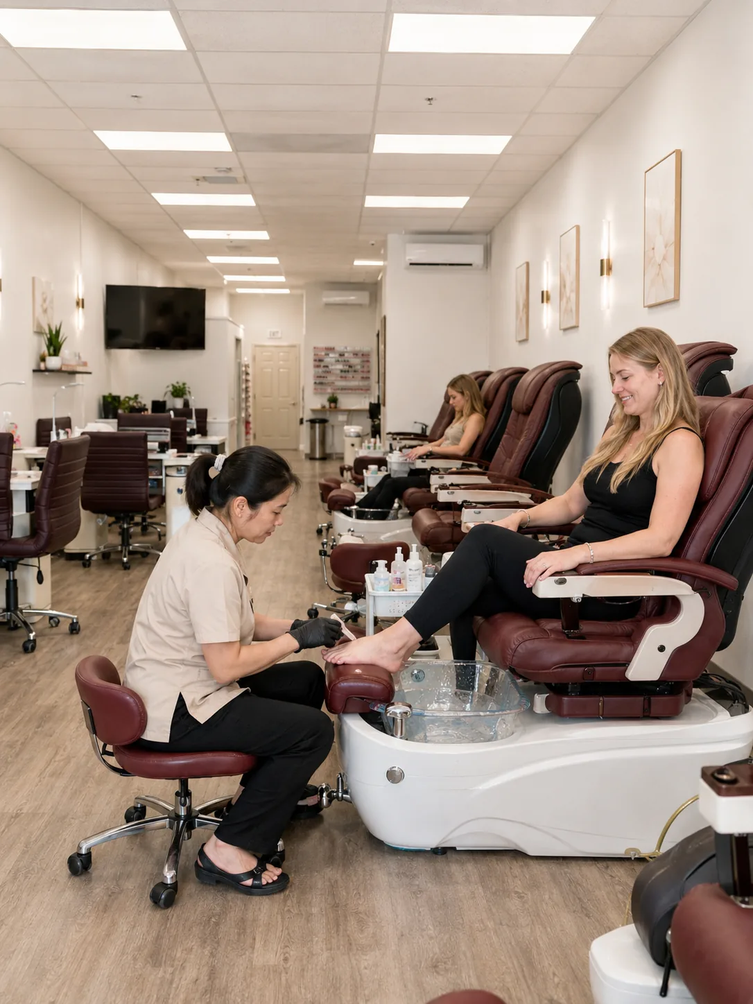 Pedicure service in the salon